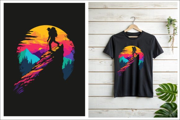 Colorful Hiking Adventure Sunset T-Shirt: Wear Your Wanderlust