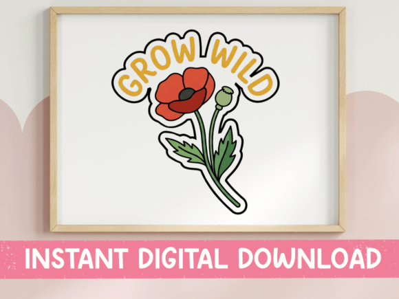 Grow Wild Red Poppy Flower Sticker: A Designer's Field Notes