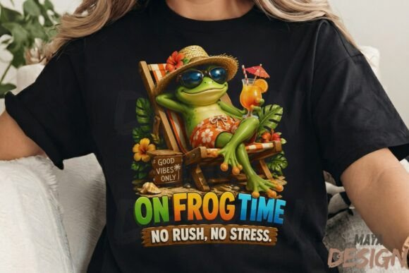 On Frog Time: No Rush, No Stress – The Ultimate Chill Graphic