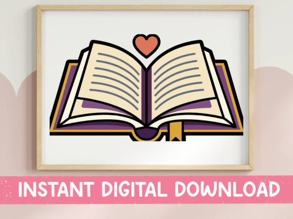Open Book with Heart Book Lover Sticker: A Design for Storytellers