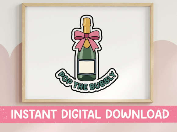 Pop the Bubbly Champagne Bow Sticker for Celebratory Design