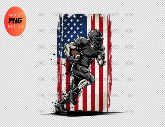 Unleash Game Day Spirit: The Distressed American Flag Football Player